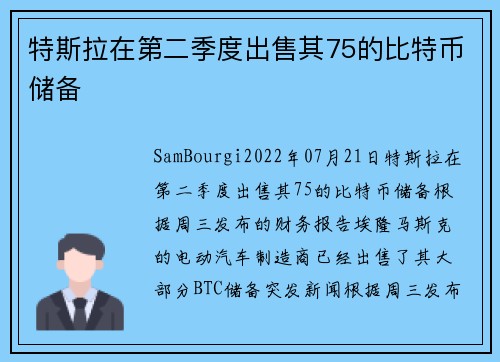 特斯拉在第二季度出售其75的比特币储备